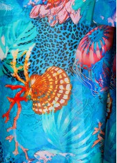 Bowknot Marine Life Print Cyan Cover Up | thumb picture 