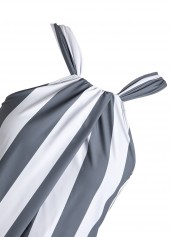 Criss Cross Striped Grey One Piece Swimwear | thumb picture 