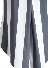 Criss Cross Striped Grey One Piece Swimwear | thumb picture 