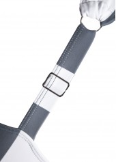 Criss Cross Striped Grey One Piece Swimwear | thumb picture 