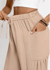 Light Coffee Wide Leg Elastic Waist High Waisted Pants | thumb picture 