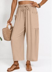 Light Coffee Wide Leg Elastic Waist High Waisted Pants | thumb picture 