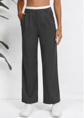 Grey Pocket Striped Straight Leg Zipper Fly Pants | thumb picture 