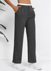 Grey Pocket Striped Straight Leg Zipper Fly Pants | thumb picture 