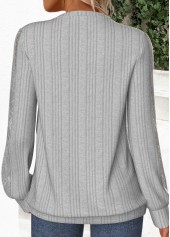 Grey Lace Long Sleeve Round Neck Sweatshirt | thumb picture 