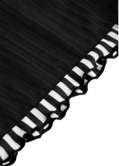 Contrast Binding Striped Black Tankini Set | thumb picture 