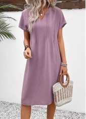 Dusty Purple Split A Line Short Sleeve Dress | thumb picture 