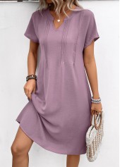 Dusty Purple Split A Line Short Sleeve Dress | thumb picture 