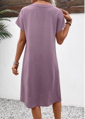 Dusty Purple Split A Line Short Sleeve Dress | thumb picture 