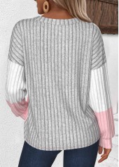 Light Grey Patchwork Long Sleeve Round Neck Sweatshirt | thumb picture 