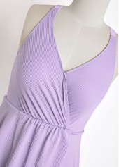 Criss Cross Surplice Light Purple One Piece Swimdress | thumb picture 