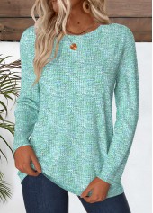 Cyan Dazzle Colorful Print Long Sleeve T Shirt