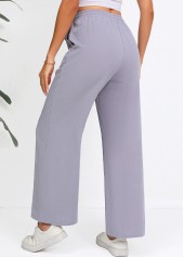 Grey Drawstring Straight Leg Elastic Waist High Waisted Pants | thumb picture 