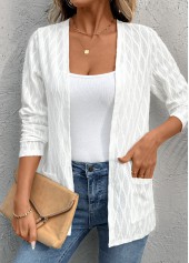 White Long Sleeve Pocket Light Cardigan