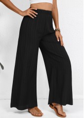 Wide Leg Elastic Waist High Waisted Black Pants | thumb picture 