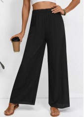 Wide Leg Elastic Waist High Waisted Black Pants | thumb picture 