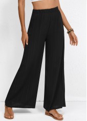 Wide Leg Elastic Waist High Waisted Black Pants | thumb picture 