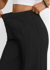Wide Leg Elastic Waist High Waisted Black Pants | thumb picture 