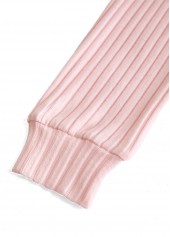 Light Pink Button Long Sleeve Split Neck Sweatshirt | thumb picture 