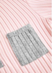 Light Pink Button Long Sleeve Split Neck Sweatshirt | thumb picture 