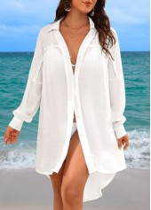 Button Turn Down Collar White Cover Up | thumb picture 
