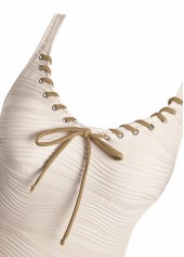 Jacquard Beige Bowknot One Piece Swimdress | thumb picture 