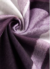 Purple Zipper Plaid Long Sleeve Stand Collar Jacket | thumb picture 