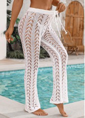 Drawstring Hollow Vacation White Beach Pants | thumb picture 