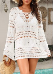 Lace Up White Color Cover Up
