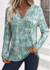 Sage Green Dazzle Colorful Print Long Sleeve T Shirt | thumb picture 