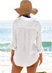 Button Long Sleeve White Pocket Cover Up | thumb picture 