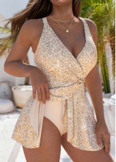 Jacquard Criss Cross Champagne One Piece Swimwear