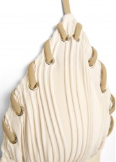 Eyelet Tie Beige Jacquard Bikini Set | thumb picture 