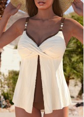 Jacquard Criss Cross Beige Tankini Set | thumb picture 