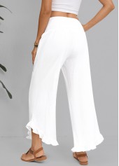 Wide Leg Elastic Waist White High Waisted Pants | thumb picture 