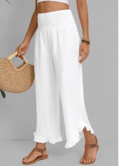 Wide Leg Elastic Waist White High Waisted Pants | thumb picture 