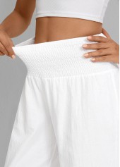 Wide Leg Elastic Waist White High Waisted Pants | thumb picture 