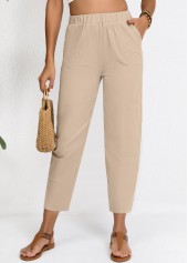 Light Camel High Waisted Elastic Waist Pants | thumb picture 