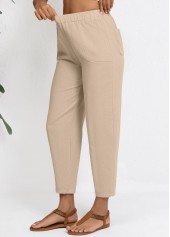 Light Camel High Waisted Elastic Waist Pants | thumb picture 