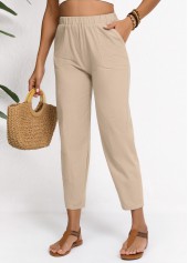 Light Camel High Waisted Elastic Waist Pants | thumb picture 