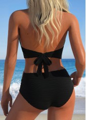 Jacquard Tie Black Patchwork Bikini Set | thumb picture 