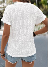 White Lace Short Sleeve Split Neck Blouse | thumb picture 