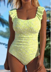 Jacquard Light Green One Piece Swimwear