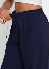 Navy Drawstring Jogger Elastic Waist High Waisted Pants