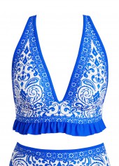 Frill Tribal Print Royal Blue Bikini Set | thumb picture 