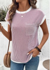 Coral Jacquard Short Sleeve Round Neck T Shirt | thumb picture 