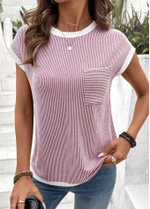 Coral Jacquard Short Sleeve Round Neck T Shirt | thumb picture 