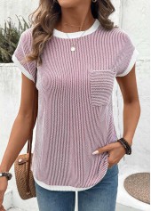 Coral Jacquard Short Sleeve Round Neck T Shirt