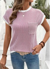 Coral Jacquard Short Sleeve Round Neck T Shirt | thumb picture 