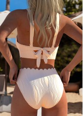 Tie High Waisted Beige Bikini Set | thumb picture 